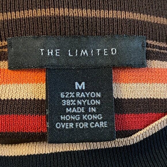 Vintage Y2K Striped Indie Grunge Knit Top Brown Retro Earth Tones 90s Stretch-M - Picture 8 of 9